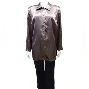 Addition Elle NET Long  Sleeve Metallic Top Size 16